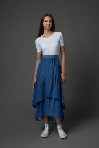 Layered Skirt in Blue Denim #1633DB