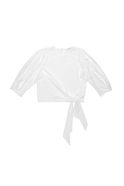 Side Tie Blouse in White #1676