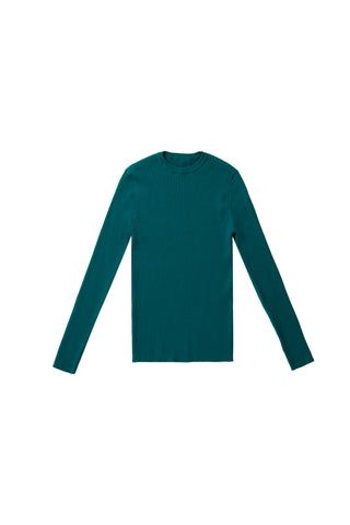 Sweater in Small Ribbed Green #1679NZK