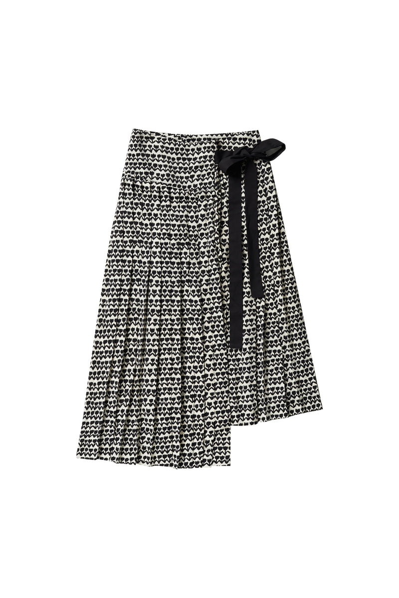 Pleated Tie Skirt in Tulips #4028BT FINAL SALE – Zaikamoya