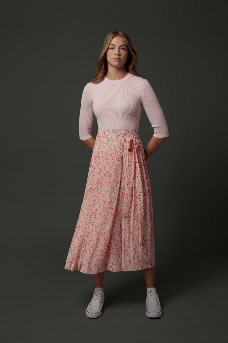 Nicole Skirt in Pink Flower Print #4028PF FINAL SALE – Zaikamoya