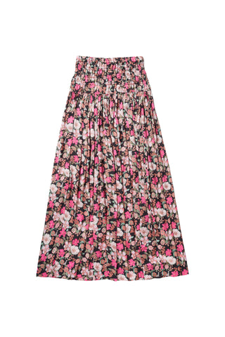 Smocked Maxi Skirt in Pink Flowers #4071PBP