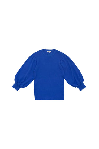 Ribbed Puff Sleeve Sweater Blue #7916ZK