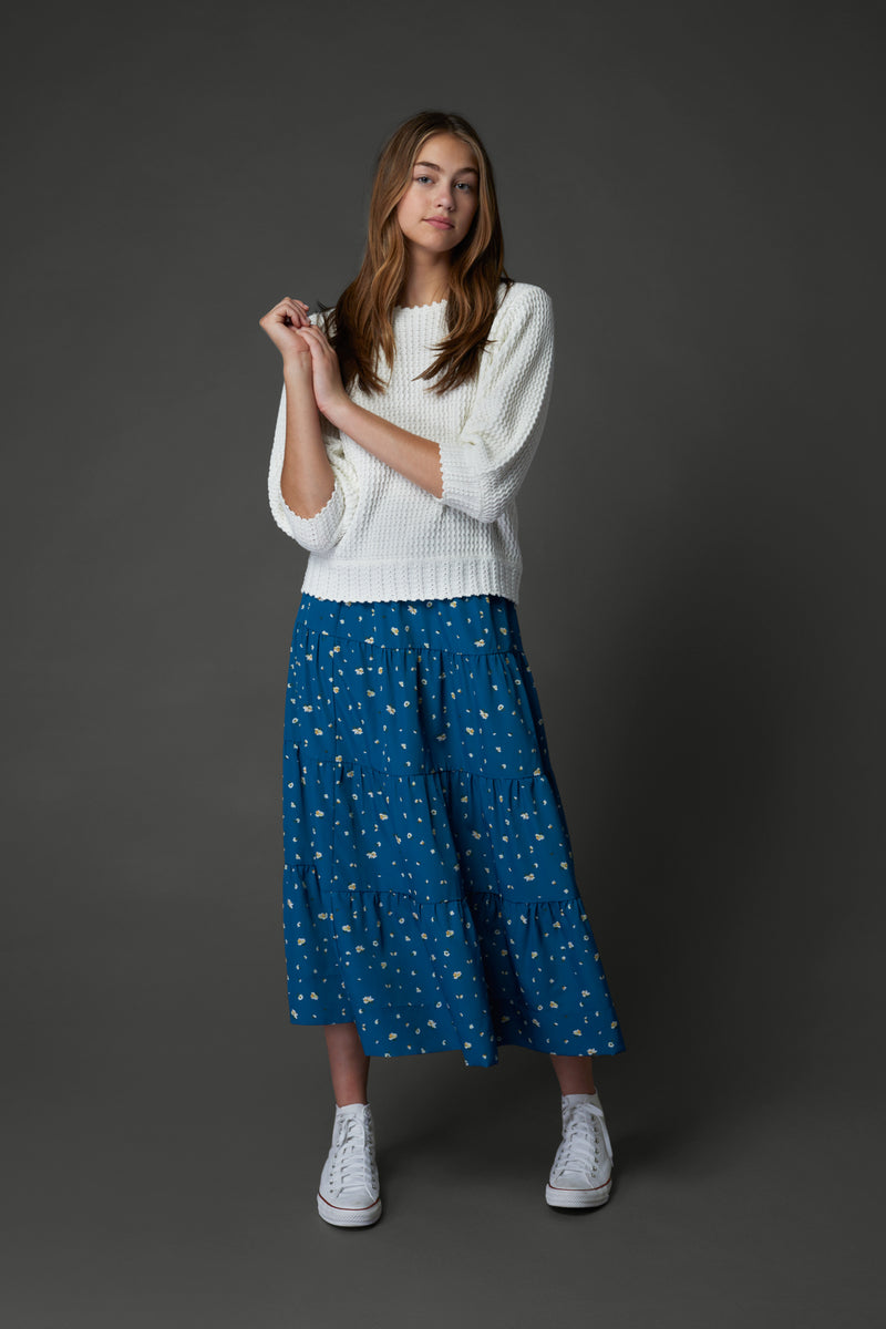 Carol Skirt in Teal Print #8257TF FINAL SALE – Zaikamoya