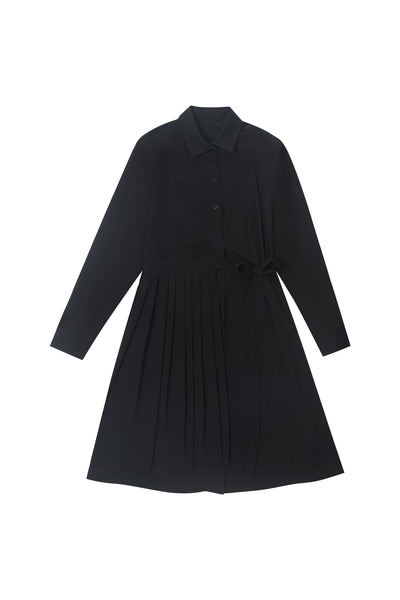 Black Pleated Overlay Dress 1502 FINAL SALE