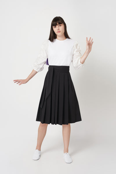 Black Belted Pleated Skirt #4025SS FINAL SALE