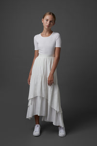 Layered Skirt in White #1633L FINAL SALE