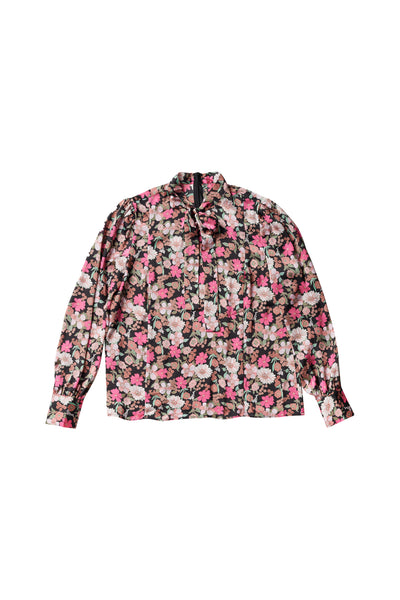 Bow Blouse in Pink Flowers #1531PBP