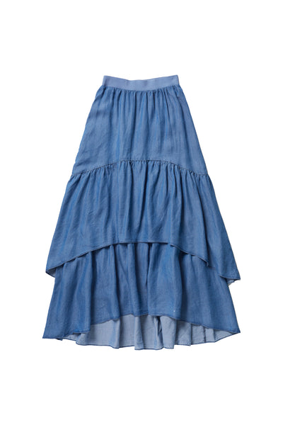Layered Skirt in Blue Denim #1633DB
