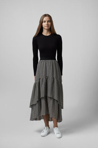 Layered Skirt in Black Hearts #1633NBH
