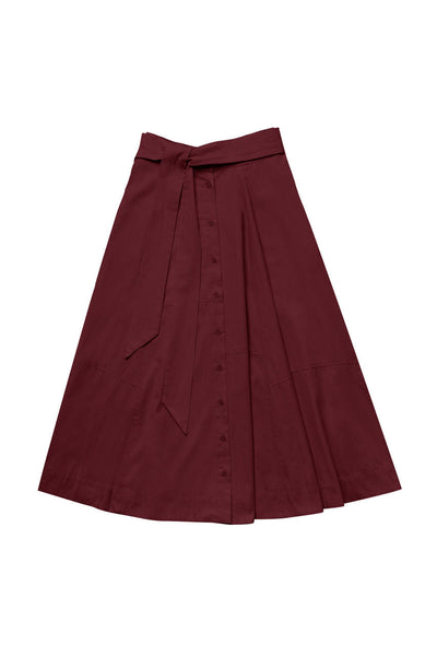Maxi Skirt with Buttons in Burgundy #1662B FINAL SALE