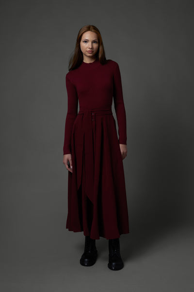 High Neck Sweater in Burgundy #8131ZK