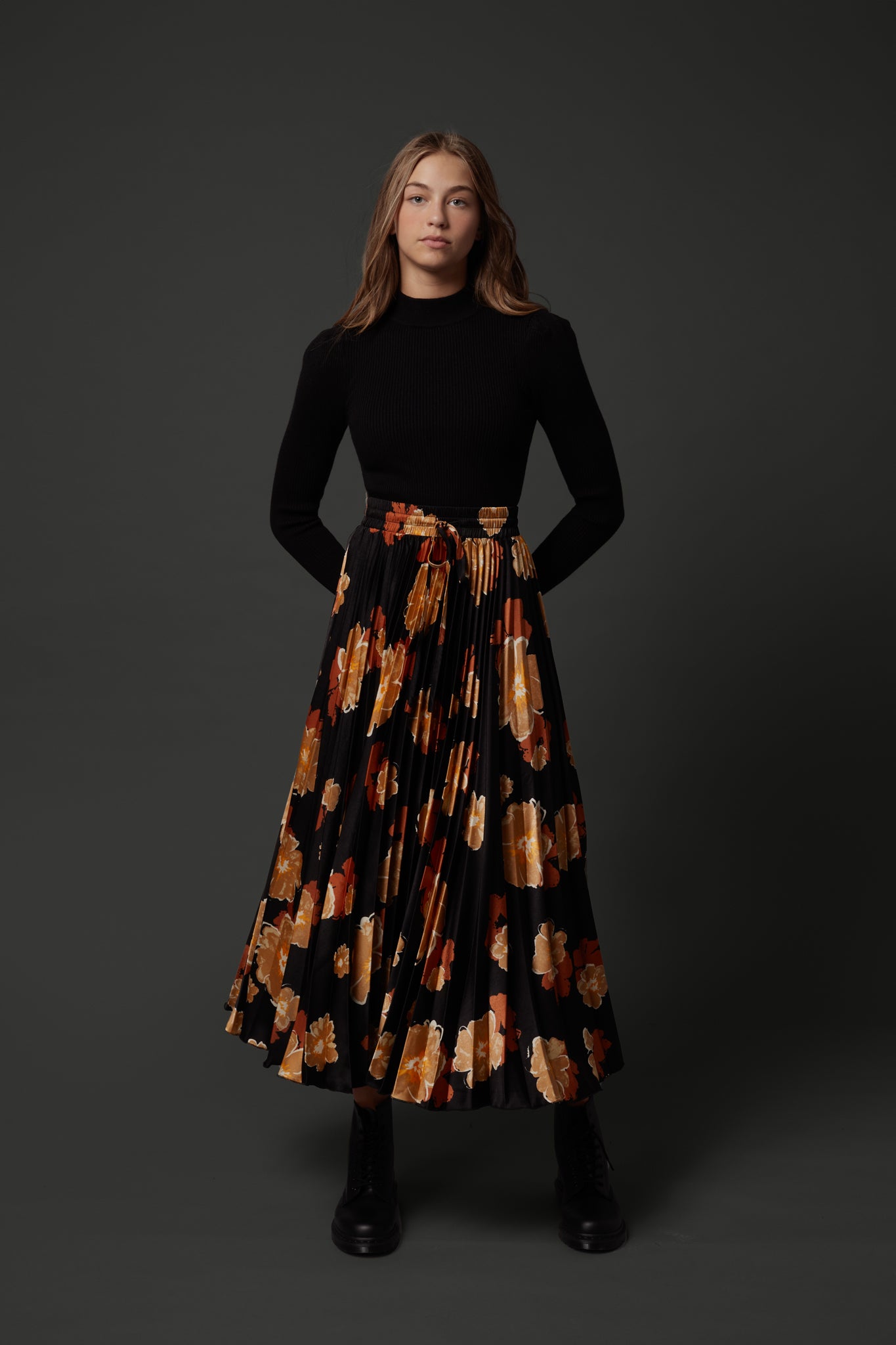 Klara Skirt in Brown Flower #8213BFB