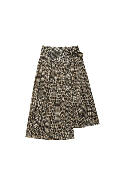 Pleated Tie Skirt in Plaid Print #4028P