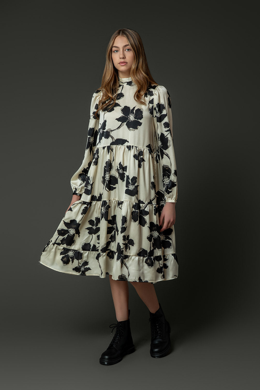 Emily Dress in Black Flowers #6106IB FINAL SALE – Zaikamoya