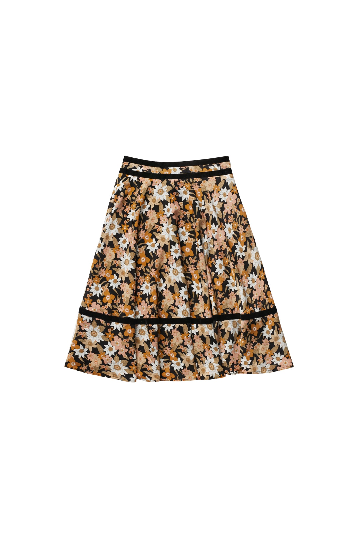 Velour Trim Skirt in Flower Print #7125BH