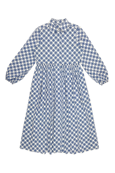 Daria Dress in Royal Blue on White Print #7902RB