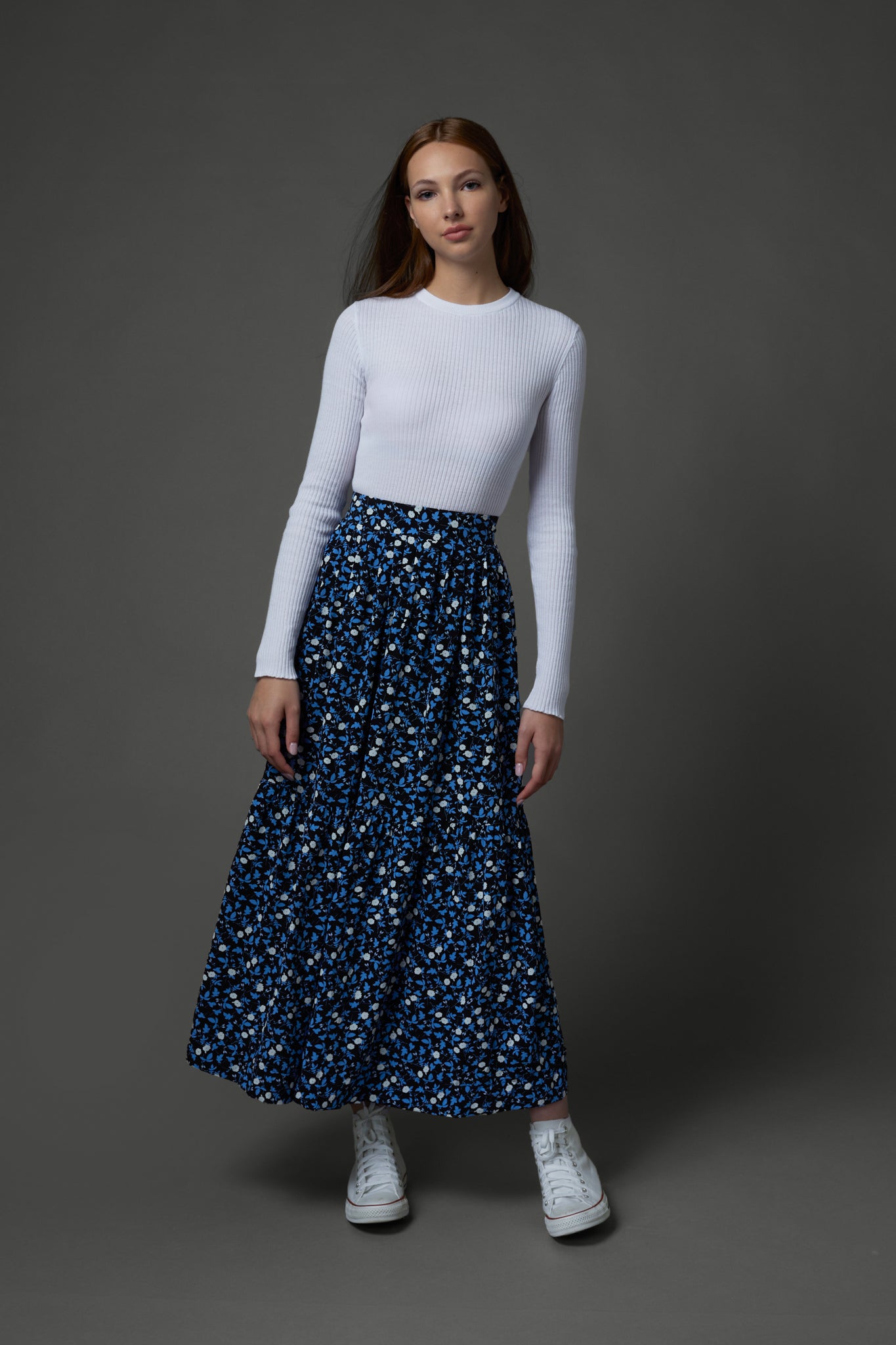 Isabelle Skirt in Blue Flower #7952B