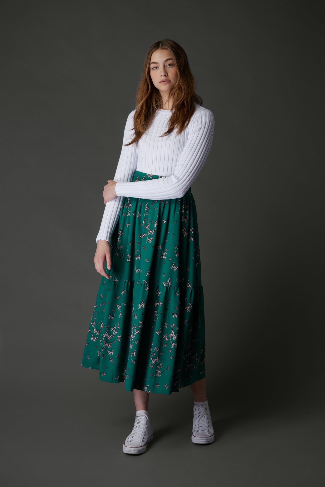 Isabelle Skirt in Green Butterfly #7952GB FINAL SALE – Zaikamoya