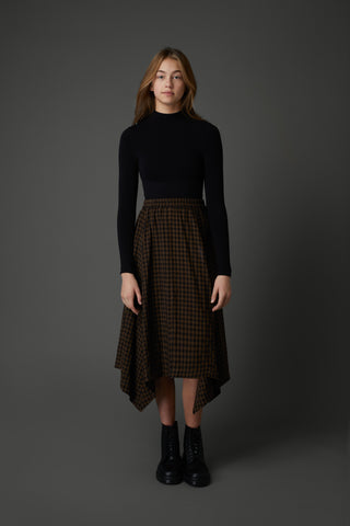 Kerchief Skirt in Brown Plaid #8106 FINAL SALE