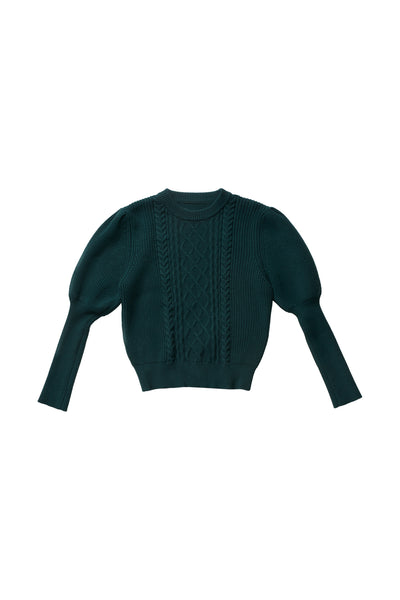 Cable Knit Sweater in Green #8136 FINAL SALE