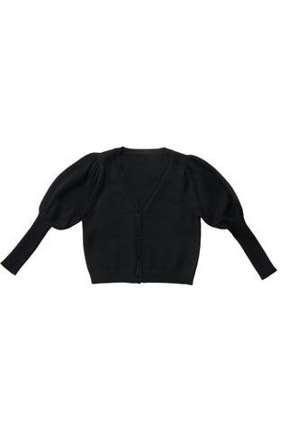 Puff Sleeves V Neck Cardigan in Black #8138ZK FINAL SALE