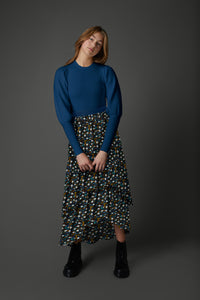 Layered Skirt in Teal Flower #1633ND FINAL SALE