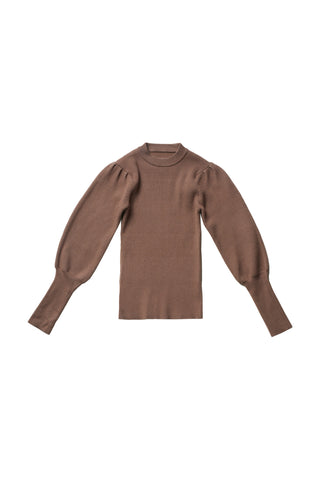 Puff Sleeves Sweater in Brown #8140EOE FINAL SALE