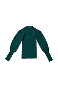 Puff Sleeves Sweater in Green #8140ZK