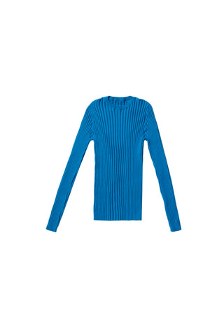 Sweater in Big Ribbed Lagoon Blue #8289ZK