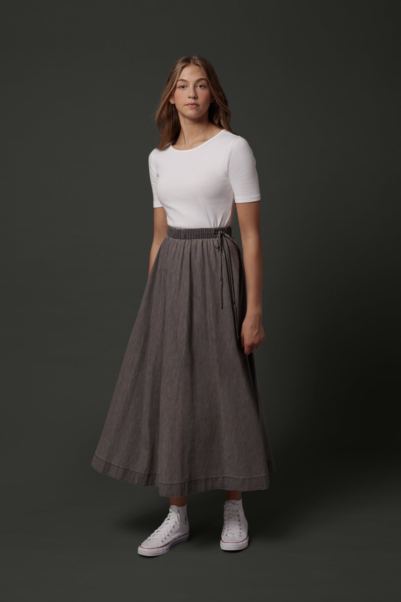 Leslie Skirt in Grey Denim #8317GD FINAL SALE – Zaikamoya