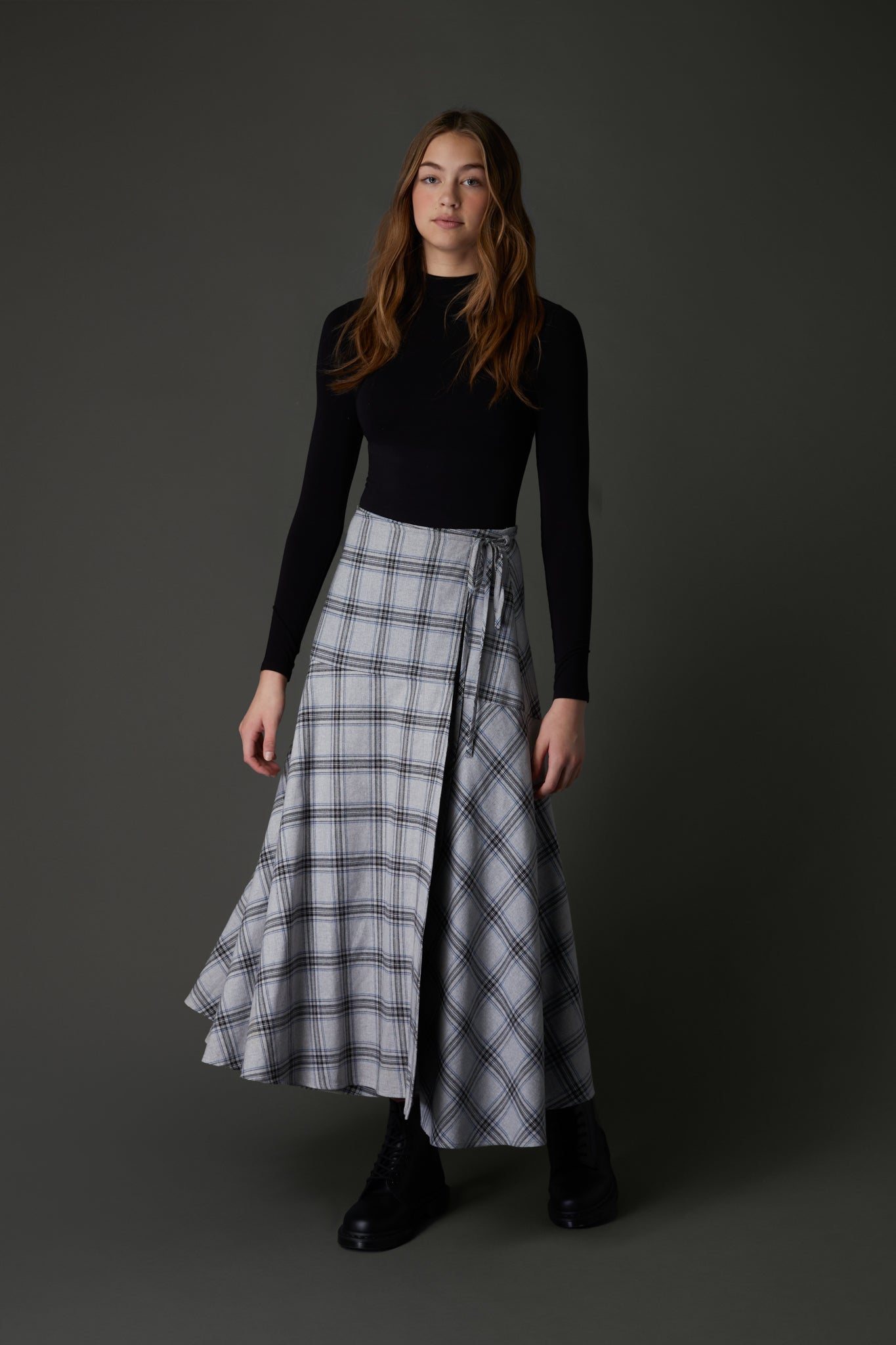 Fernanda Skirt in Plaid on Grey #8320GP