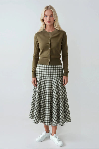 Fernanda Skirt Beige Ivory Plaid #8320UPDCP
