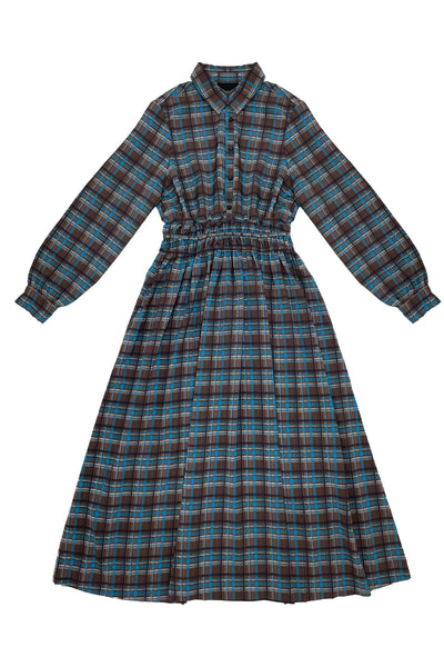 Avery Dress Blue Brown Plaid #8404BBPL