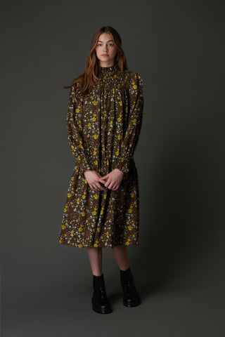 Sandra Dress in Yellow Olive Print #8409YG