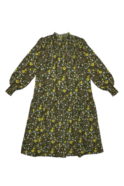 Sandra Dress in Yellow Olive Print #8409YG