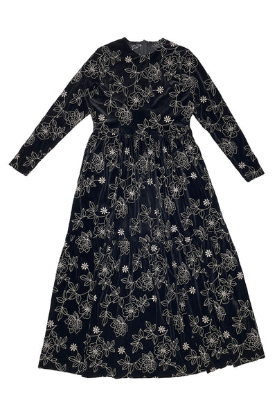 Martha Dress Flower Print in Velour #8461BF