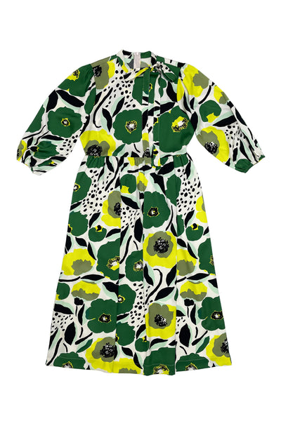 Maggie Dress in Yellow Green Flowers #8523GYF