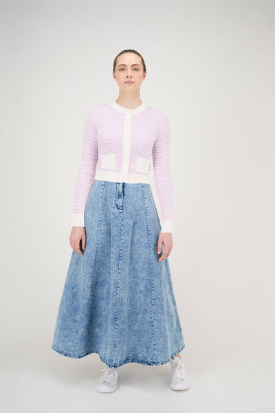 Blake Cardigan in Lavender Stripes #8531LWEOE