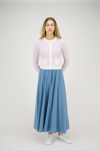 Blake Cardigan in Lavender Stripes #8531LWZK