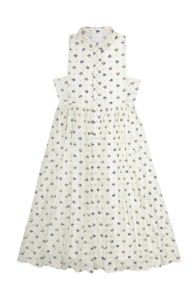 White jumper with floral pattern on a white background