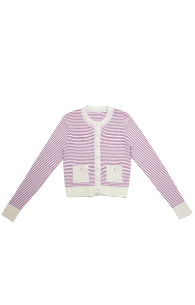 Blake Cardigan in Lavender Stripes #8531LWZK