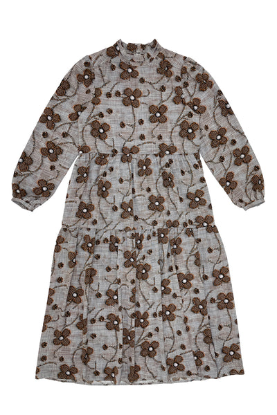 Alisa Dress Brown Flower #8896BP