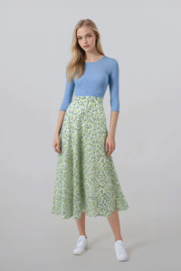 Andrea Skirt in Yellow Blue Flowers #8578YB FINAL SALE