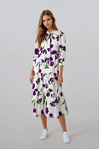 Riley Dress Purple Flowers Print #8321BFPR FINAL SALE