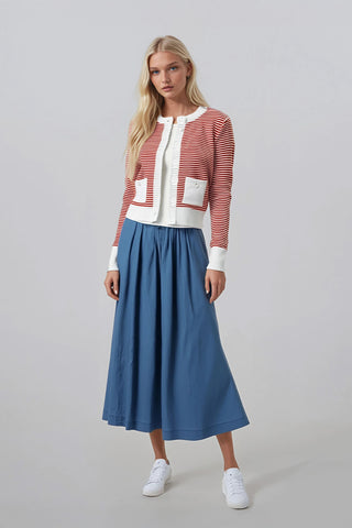Blake Cardigan in Orange White Stripes #8531RORWEOE FINAL SALE