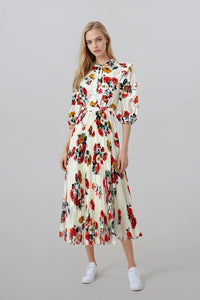 Petra Dress in Flowers on White #8594MCF FINAL SALE