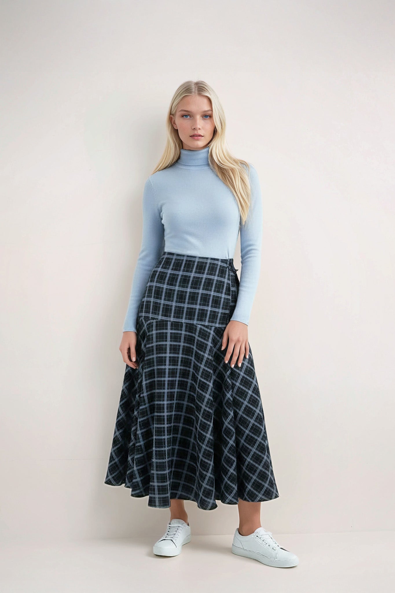 Fernanda Skirt Blue Black Plaid #8320UPDPB