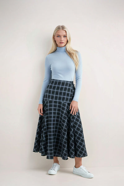 Fernanda Skirt Blue Black Plaid #8320UPDPB