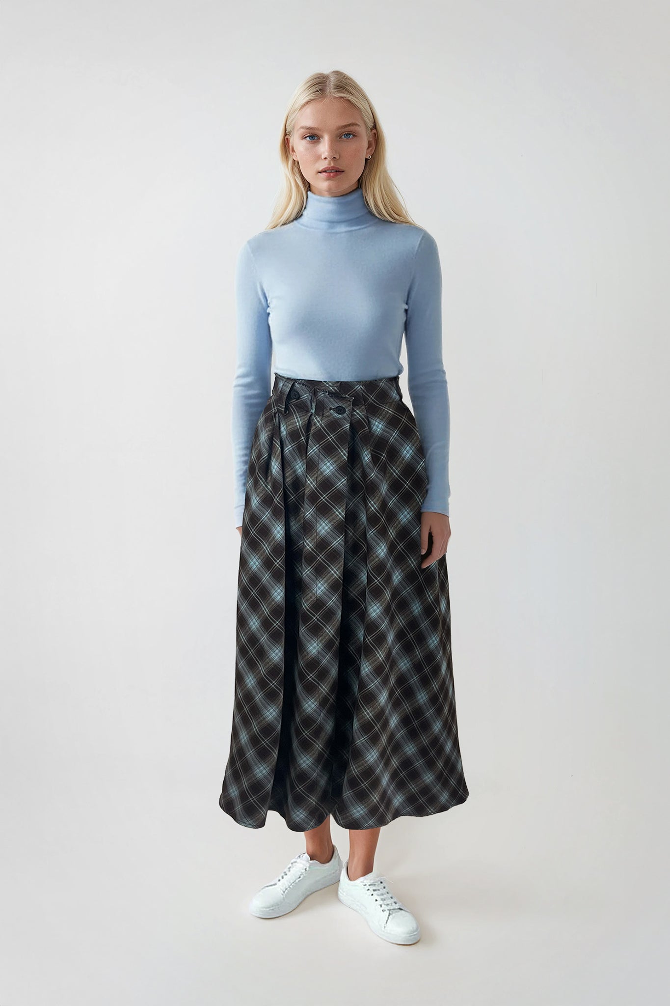 Skylar Skirt Plaid Blue Brown #8425BBP